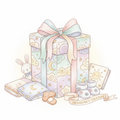 Mystery baby gift box wrapped with a bow