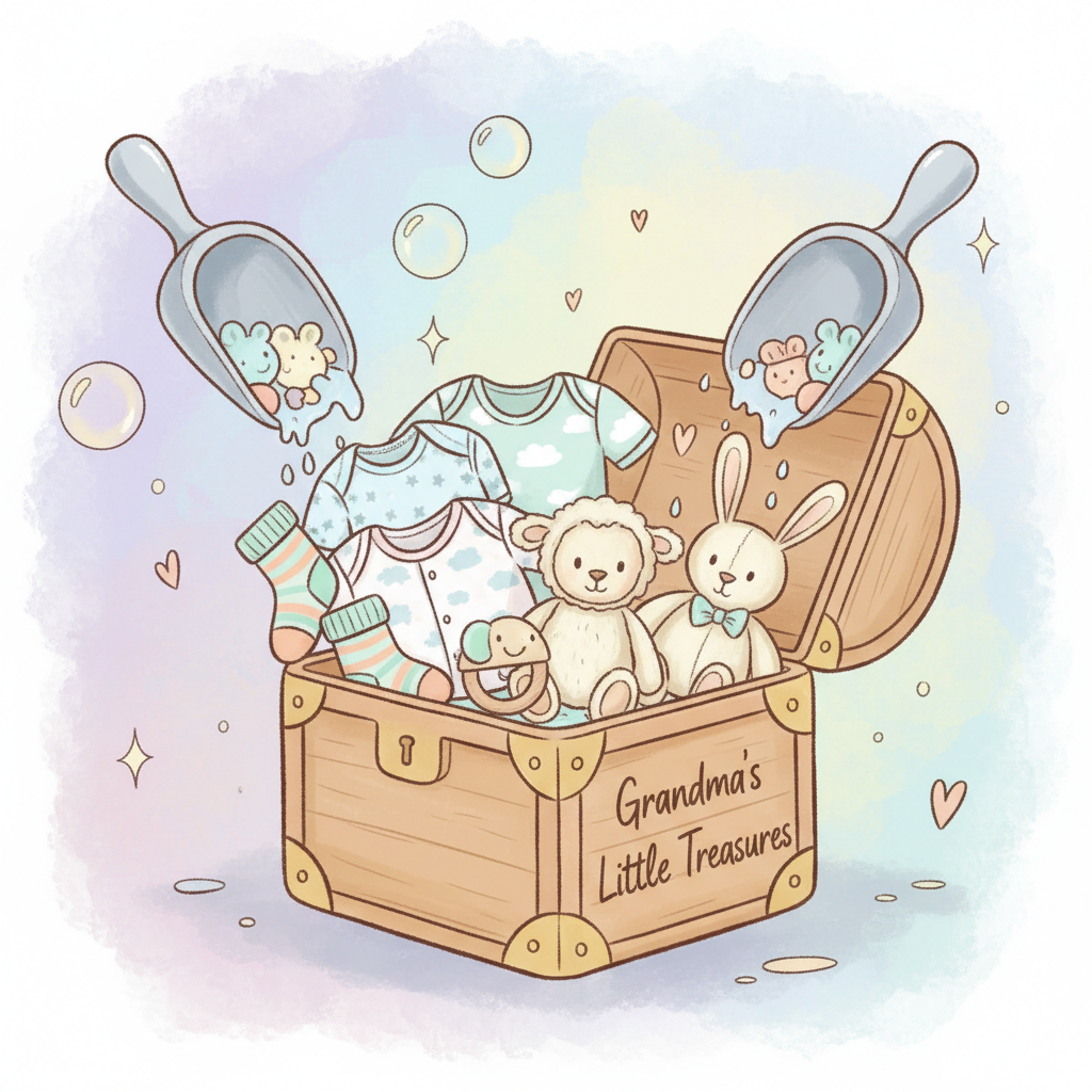 Two scoops baby gift box with onesies, plush toys, baby socks and teether